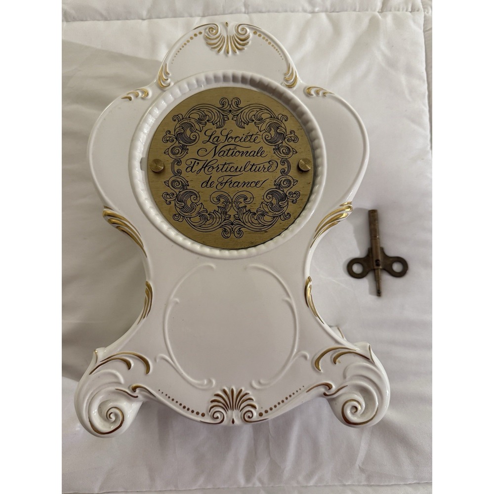 Vintage 1982 Franklin Mint Porcelain Clock SNHF Franz Hermle With Key Working - Picture 3 of 10